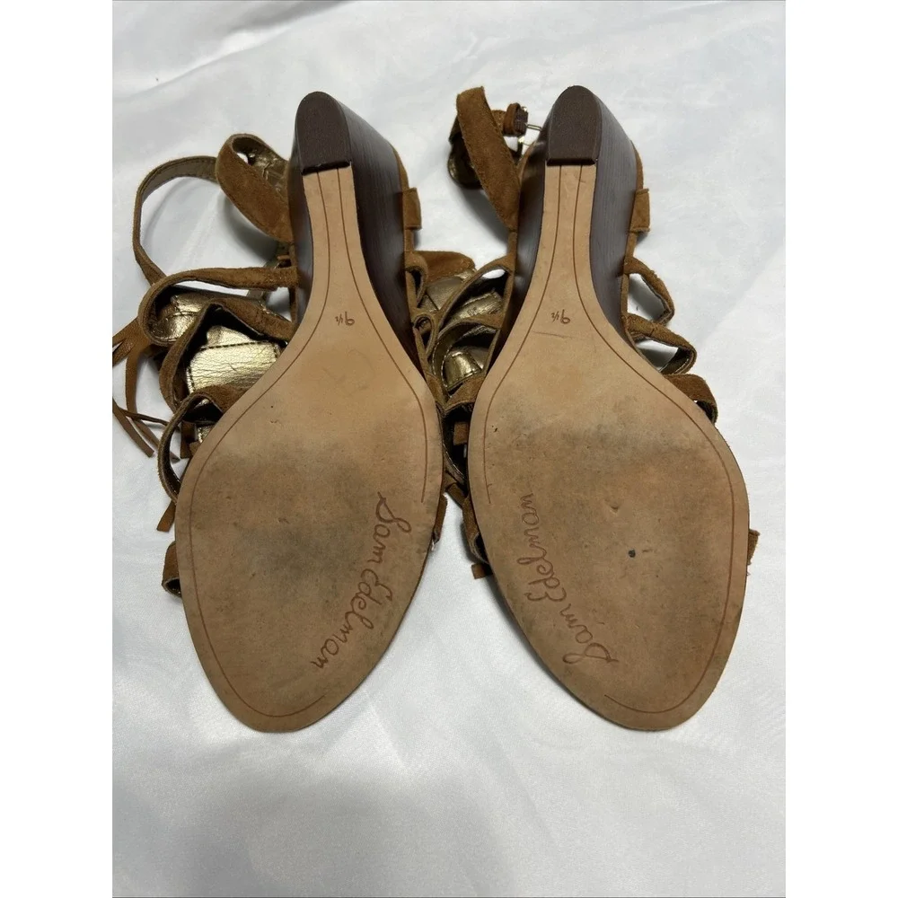 Sam Edelman Sandra‎ Boho Fringe Brown Suede Wedge Women's Size 9.5